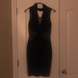 Black Sheer Mesh Bodycon Dress